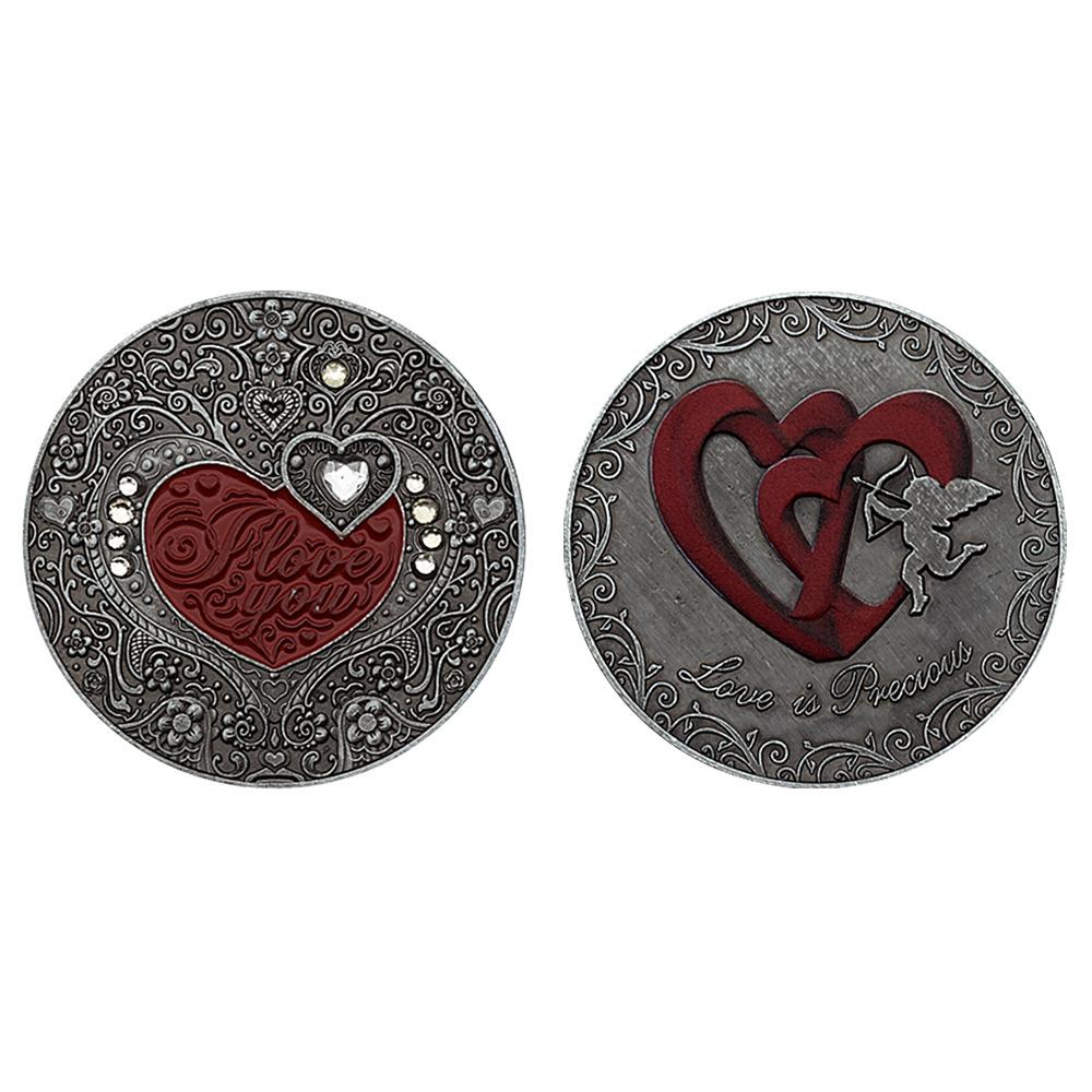 Forever Love You Love Nickel Inlaid Crystal Romantic Valentine's Day Gift Metal Medal Collectibles