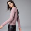 Paruo Women's 100% Cashmere Round Neck Cable Knit Sweater