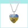 Элегантное ювелирное ожерелье в форме сердца с уникальным кулоном из драгоценного камня, вдохновленным Ван Гогом