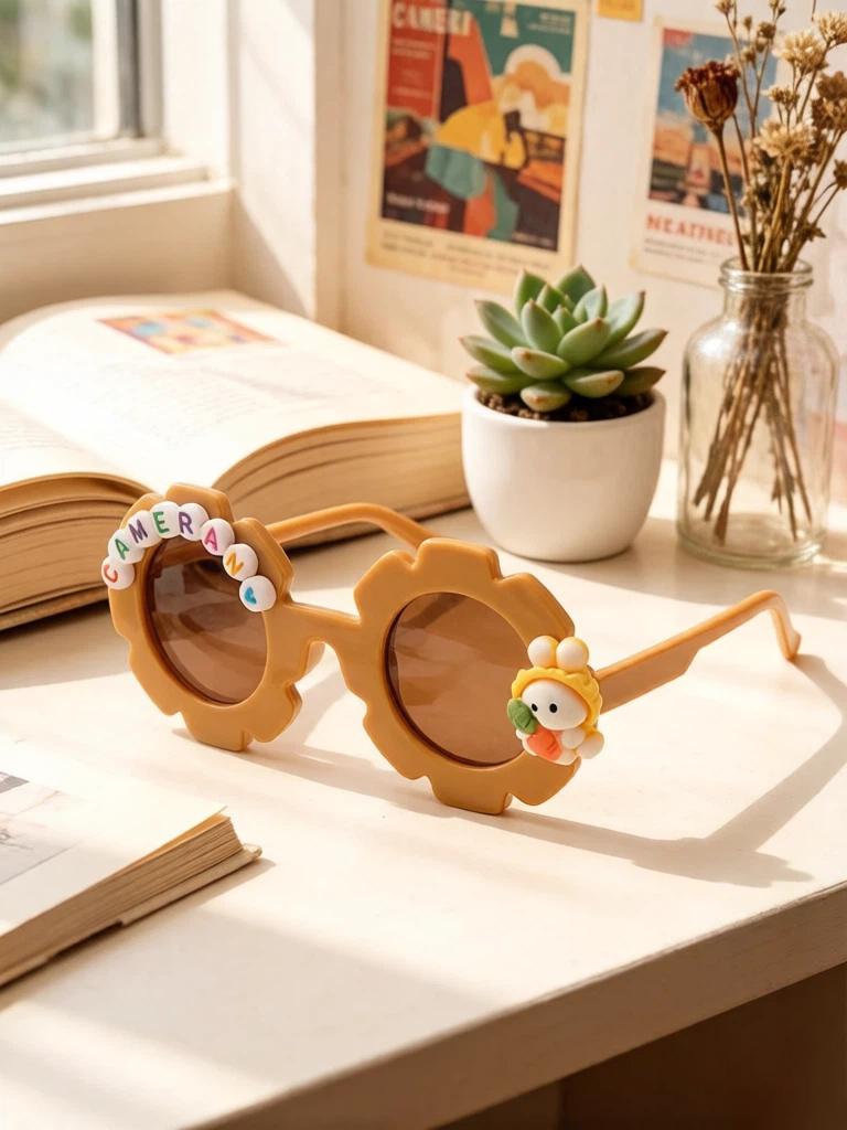 2026 Cameran Kids Boys Girls Sunglasses with Bunny Charm & Flower Frame Toddler Pupil Children Sun Protection KJ260