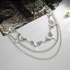 Charm Gothic Sliver Color Crescent Moon Moth Wings Spliced Multi-layer Waist Chain Necklace for Women Halloween Body Jewelry