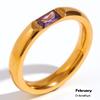 E.B.belle Кольцо с натуральными камнями по знаку зодиака, 18K позолота, блестящее, 12 цветов, кольцо из нержавеющей стали с позолотой, цирконий, для женщин