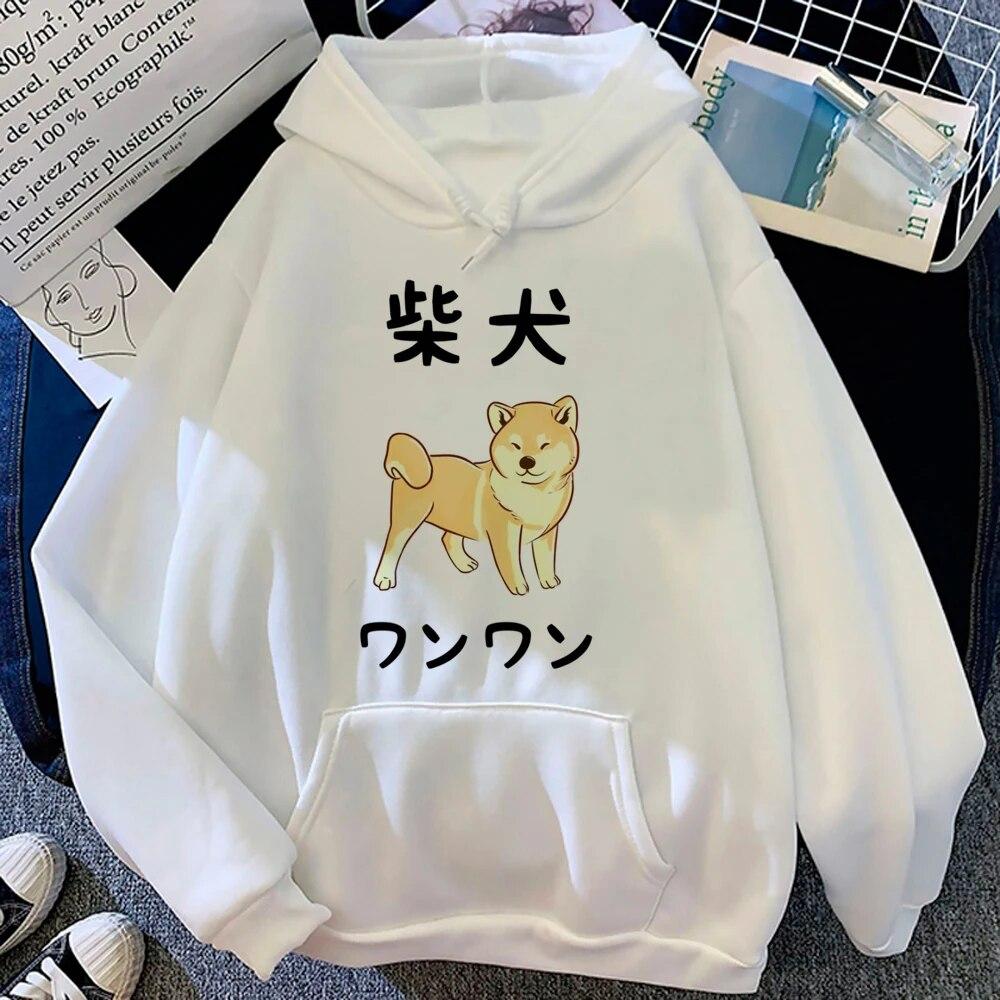Толстовки с капюшоном Shiba Inu женские в корейском стиле аниме эстетичная забавная рубашка с капюшоном спортивный костюм женская флисовая одежда унисекс