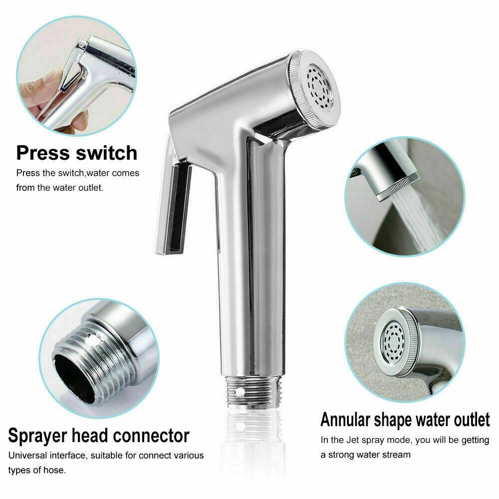 Chrome Bidet Shattaf Douche Spray Tap Hygienic Toilet Muslim Shower Head Hose