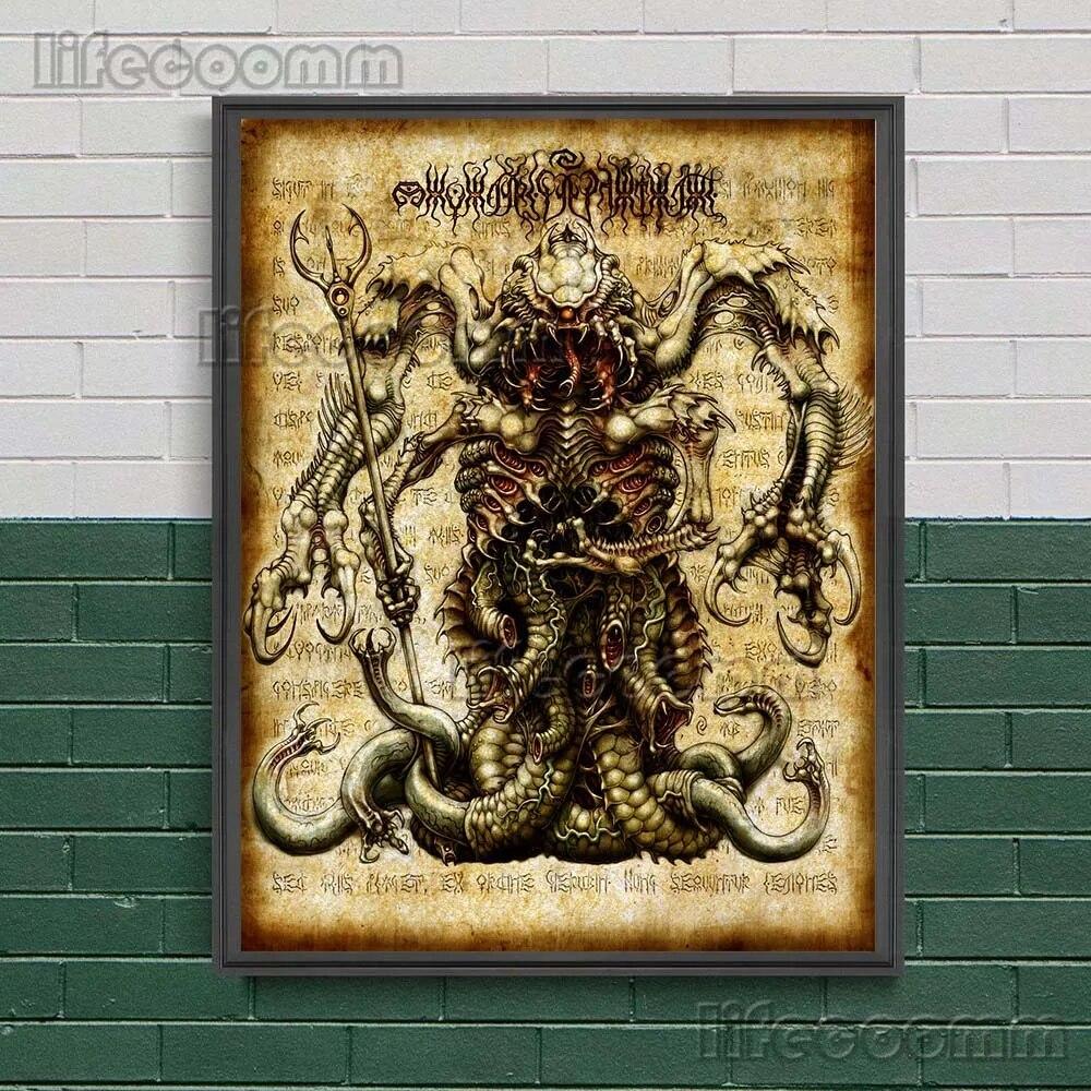 Темное заклинание книги мертвых, винтажная настенная живопись на холсте, темные странные существа, художественный постер и принт, украшение для дома без рамки
