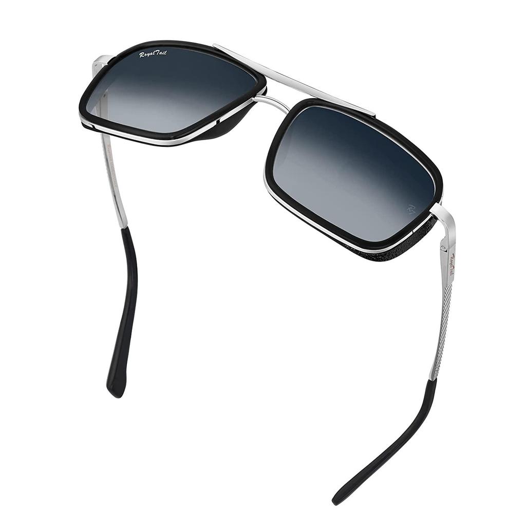 Denny Blue Gradient Glass and Silver Frame Square Nirvana Поляризованные солнцезащитные очки для мужчин и женщин