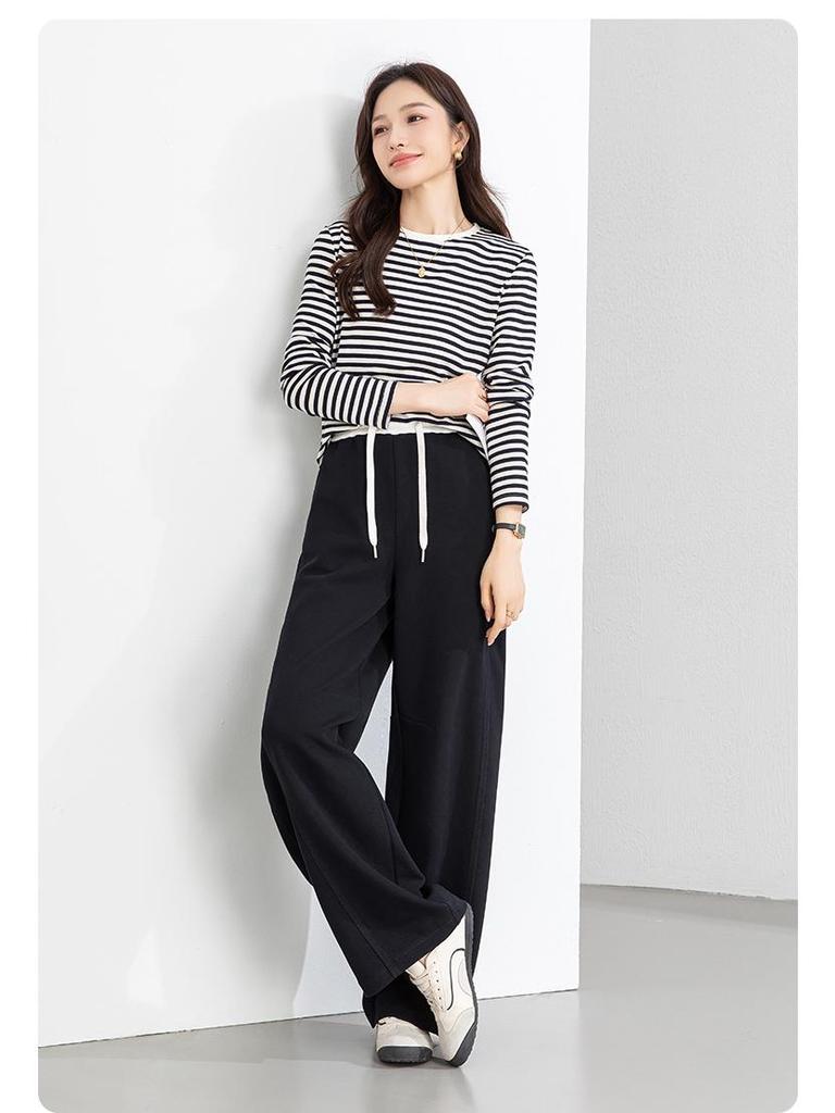 Yi Fei Women's Curved Blade Spring 2026 High-Waist Banana Wide-Leg Sweatpants