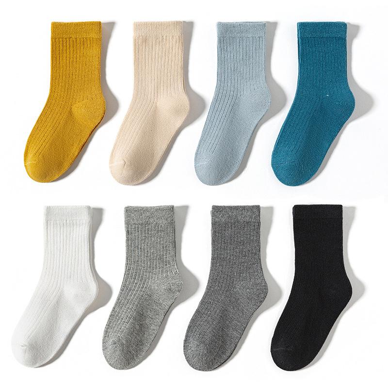 4-8 Pairs Kids Rainbow Cotton Socks Boys Girls Knitted Ankle Short Socks Colorful Infant Toddler Fashion School Daily Wear