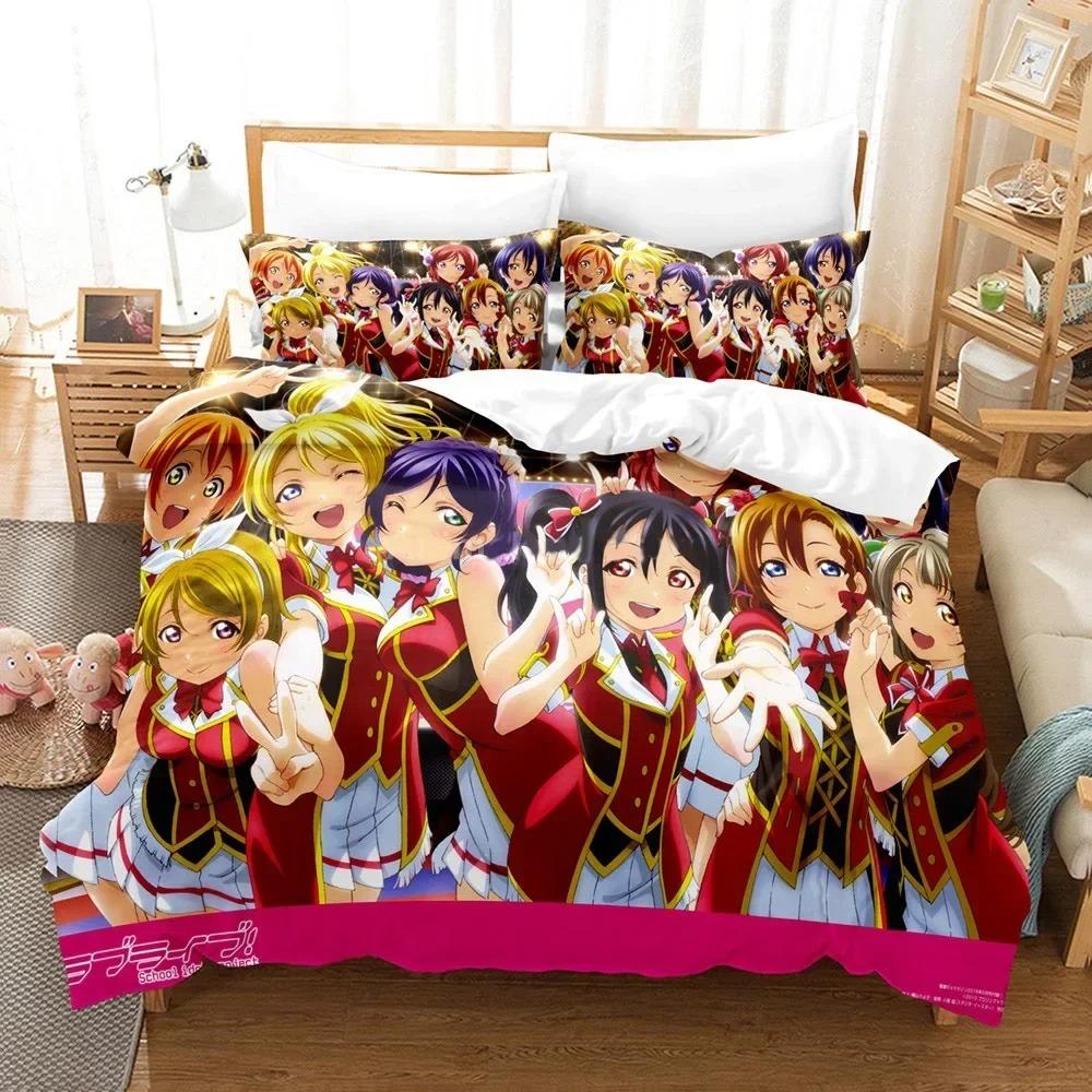 3D Печать Love Live Аниме Комплект Постельного Белья Спальня Мягкие Современные Покрывала Удобное Мягкое Пододеяльник Удобный Пододеяльник И Наволочка