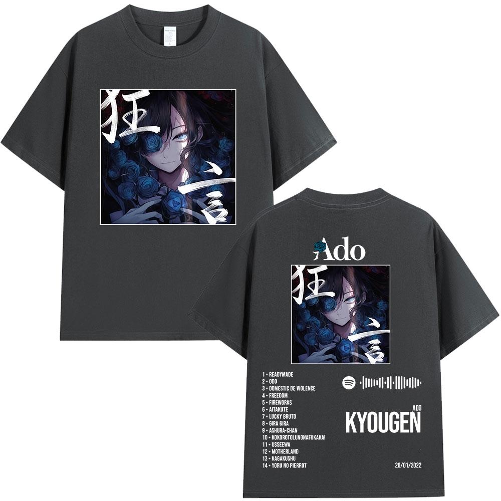 Ado World Tour 2025 Hibana Kyougen Футболка Мужская Женская Одежда Модная Футболка Хлопок Повседневная С Коротким Рукавом Оверсайз Футболки Топы