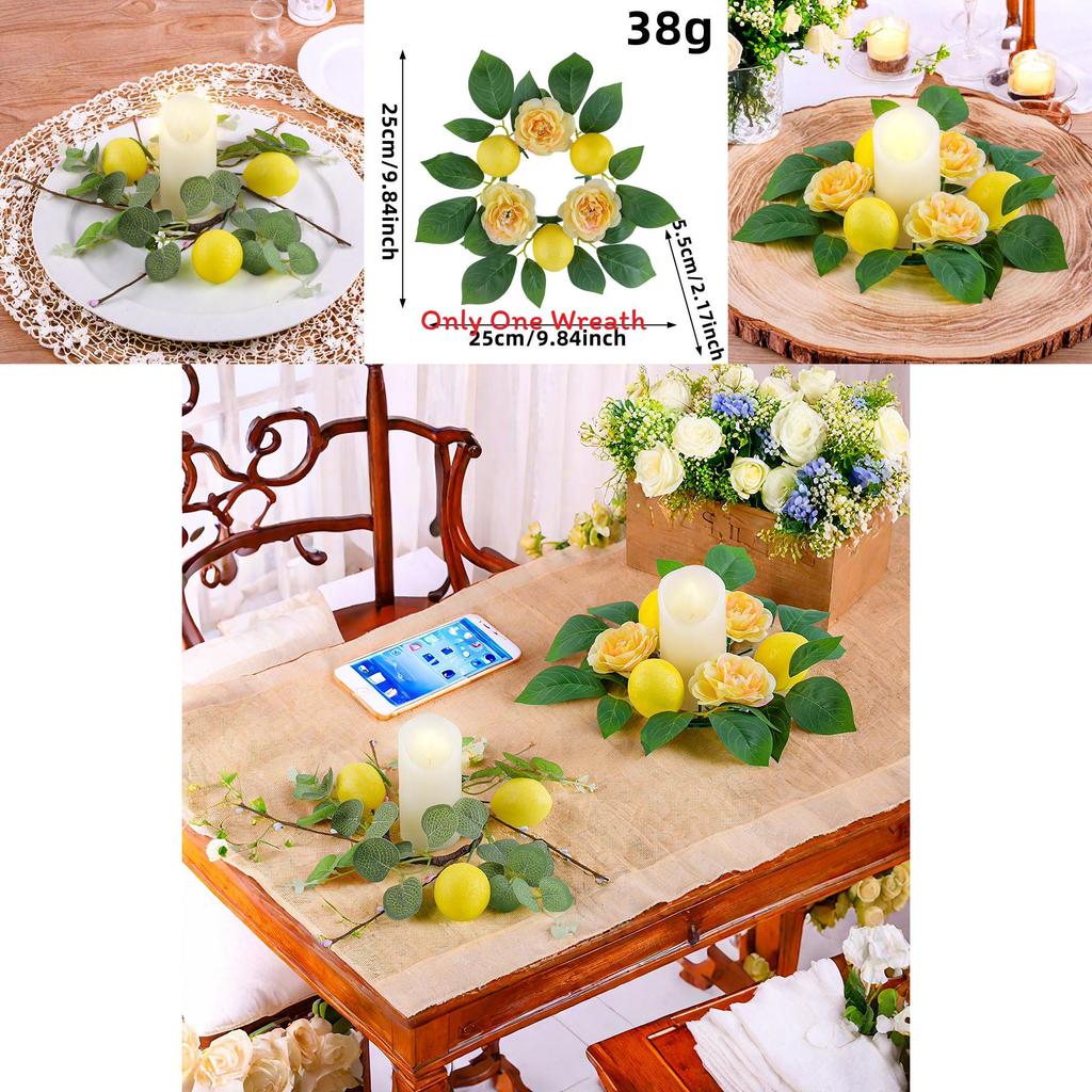 Faux Flower Candle Ring With Realistic Design For Seasonal Home Decor