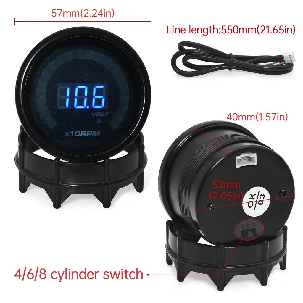 52mm Digital Oil Press Water Temp Boost BAR PSI Air Fuel Ratio Gauge RPM Oil Temp Vacuum Volt Exhaust Temp Gauge For 12V Car