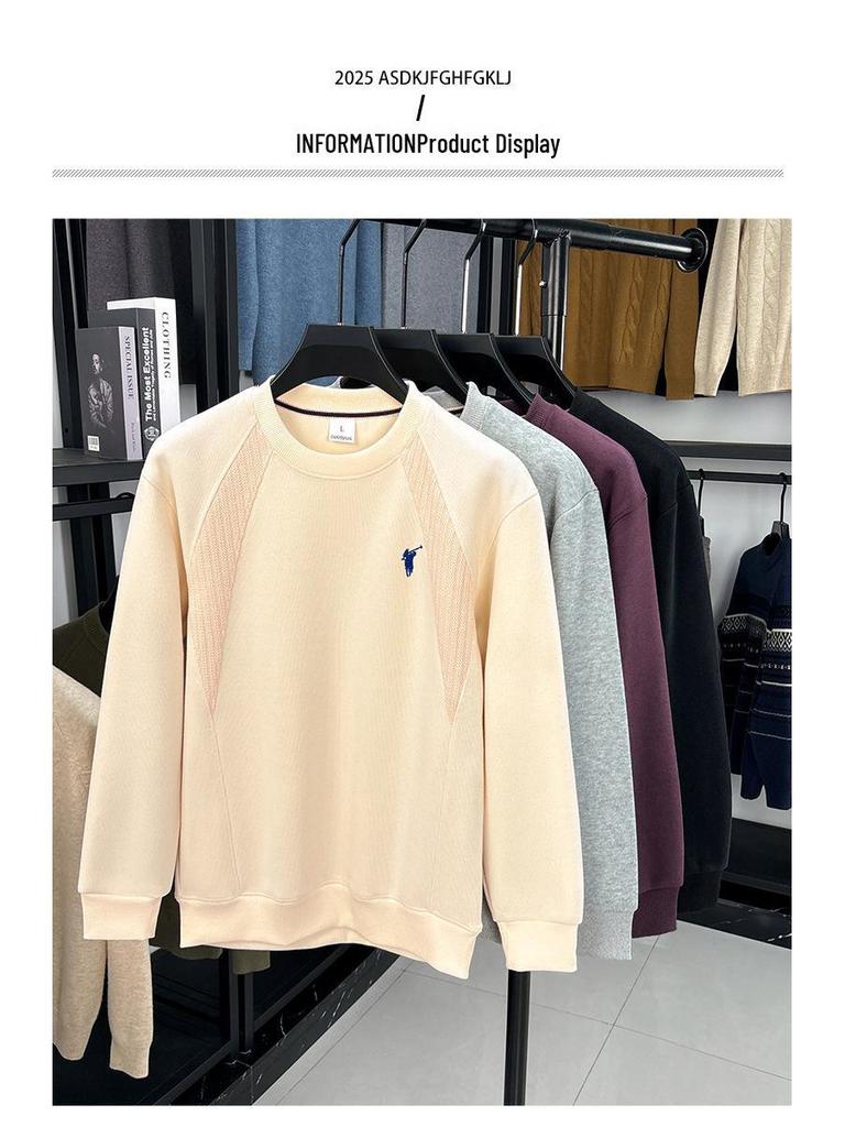 Мужская осенняя толстовка 2025 года из длинноволокнистого хлопка с опущенными плечами - Модный свободный крой, длинный рукав