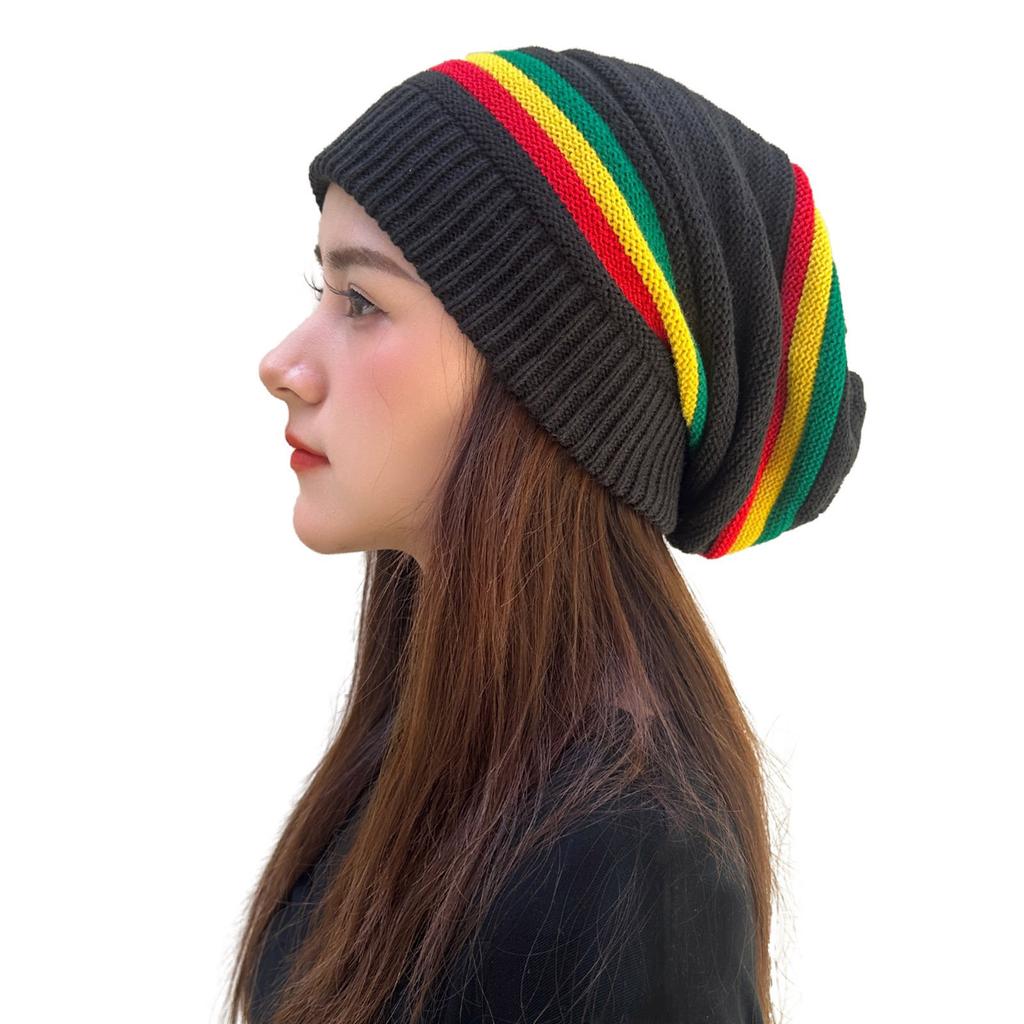Stripe Colorful Decoration Hat Hiphop Unisex Knitted Hat Comfortable Warmth Hat for Fashionable Winter Wear