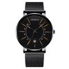 Geneva Mens Watches Balck Ultra Thin Stainless Steel Mesh Band Calendar Quartz Wristwatches Relogio Masculino reloj mujer