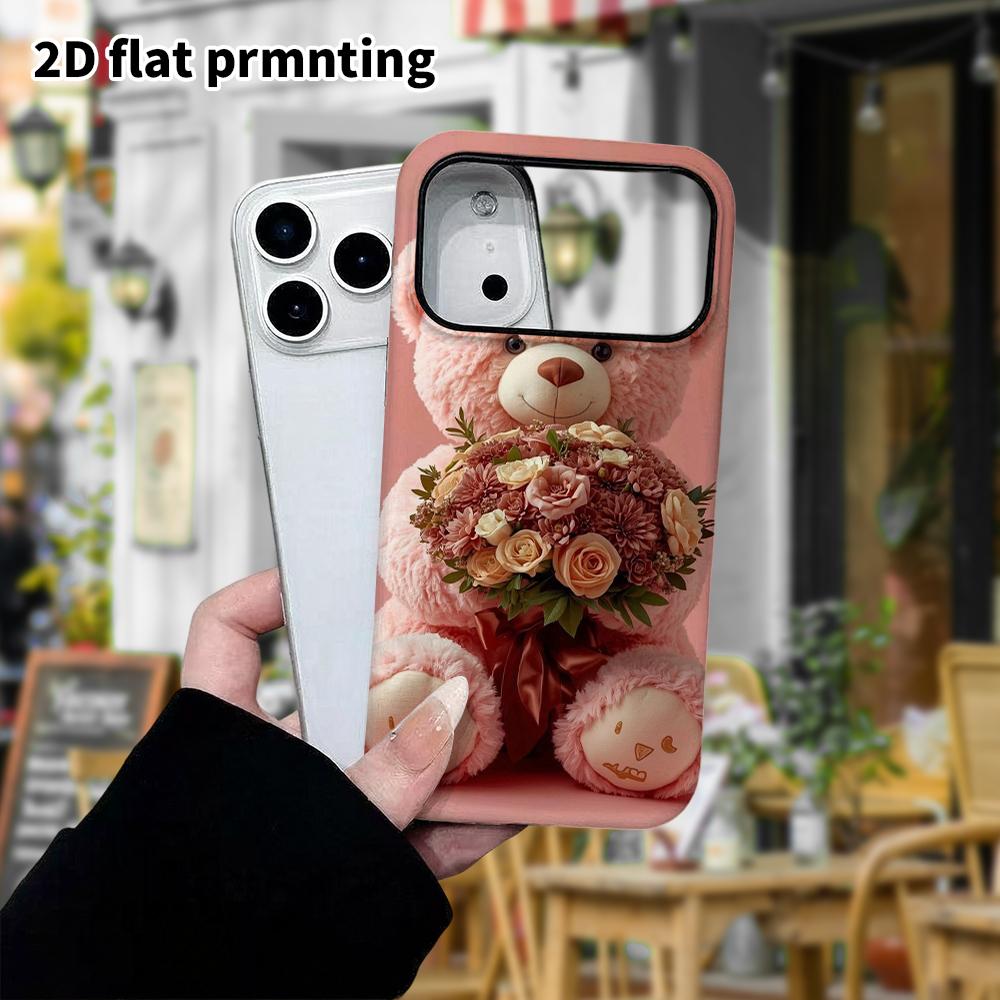 Phone Case: 2D flat design suitable for iPhone 18 17 16 15 14 13 Pro film protective case, couple style, plush little bear, Christmas and Halloween gi