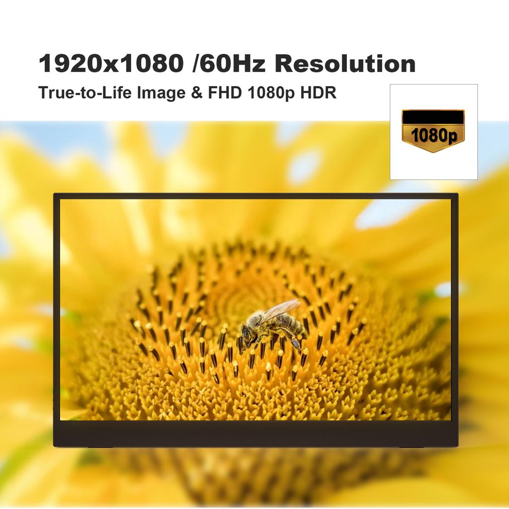 15,6-дюймовый монитор FHD 1080P для ноутбука IPS-экран Портативный игровой внешний монитор Plug & Play с PU