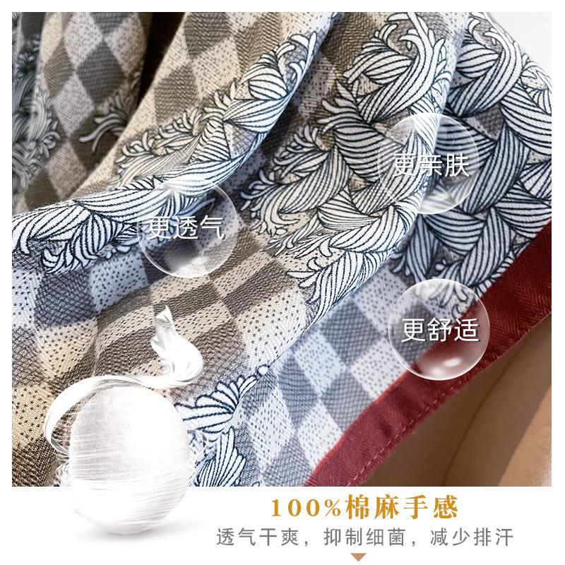 Chessboard plaid 71CM cotton and linen silk scarf small square scarf women's spring and autumn summer thin scarf scarf linen headscarf belt