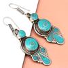 Tibetan Turquoise Coral Red Earrings Nepali Tribal 12gms 1.5" 1.6" Chunky Gift