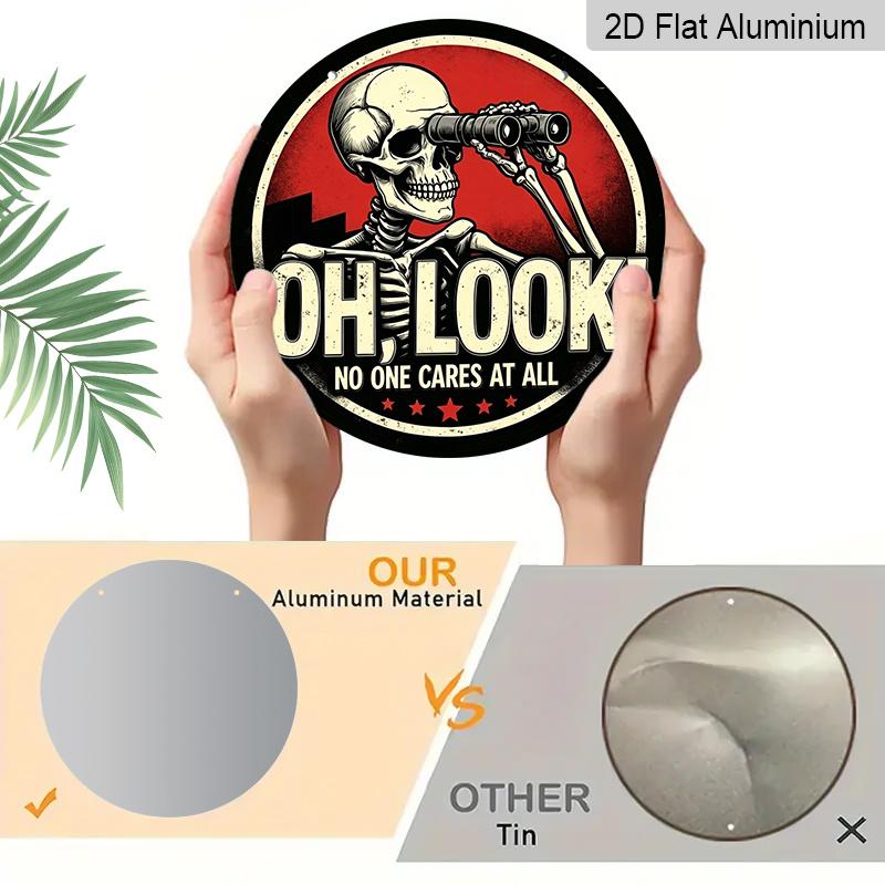 2D Flat, 1pc "Oh Look No One Cares At Al" Metal Wall Sign - Retro Aluminum Poster Suitable for Home, Bar, Bedroom, Office & Restaurant Decor