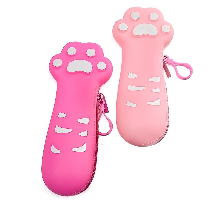 Cute Cat Paw Pen Case - Silicone Large Capacity Pen Holder - Children's School Supplies Bag