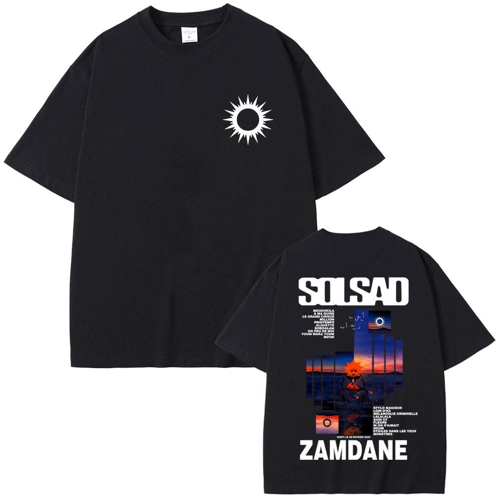 French Rapper Zamdane Solsad Graphic Tshirt Men Women Hip Hop Fashion Pop Music Tshirts Mens Casual Cotton Vintage T Shirts