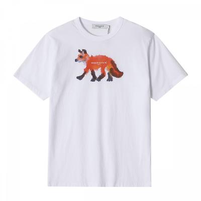 MaiSon KitSune Km00105kj0008 P100 Half Miello Футболка с принтом лисы для мужчин, короткий рукав