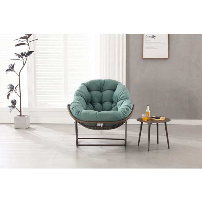 Fauteuil À Bascule D'extérieur Avec Coussin Épais, Fauteuil De Loisirs Moderne Adapté Aux Balcons, Vérandas Et Jardins, Vert Clair