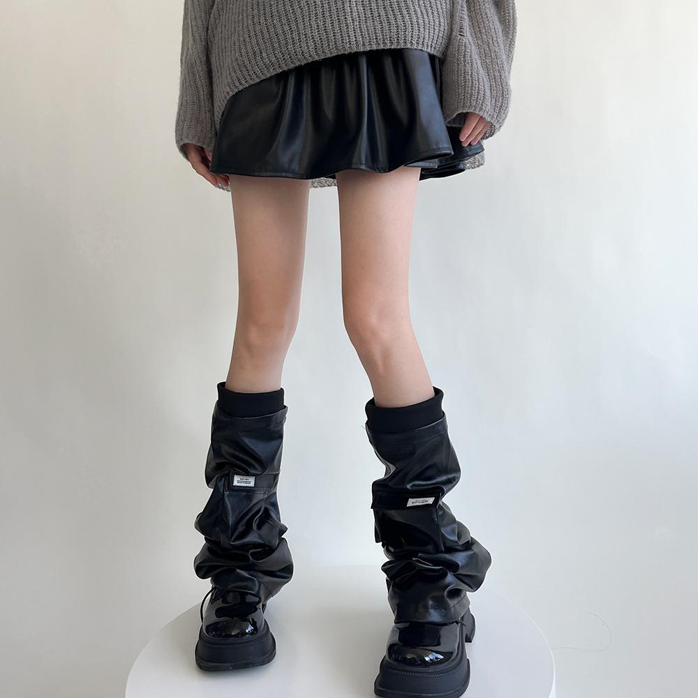 Y2K Leg Warmers Lace Boot Socks New Leather Leg Covers Women Girls
