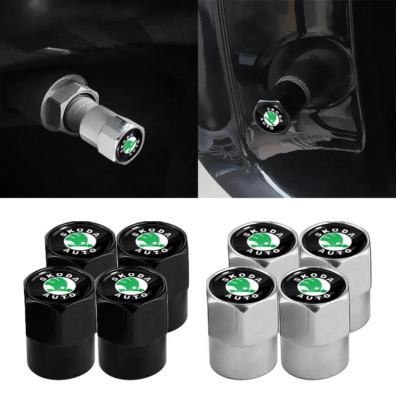 HGC2 new Car Wheel Tire Valve Stems Cap With Keychain Keyring Badge For Skoda octavia a5 a4 mk1 fabia superb rapid mk3 yeti 2006 sign