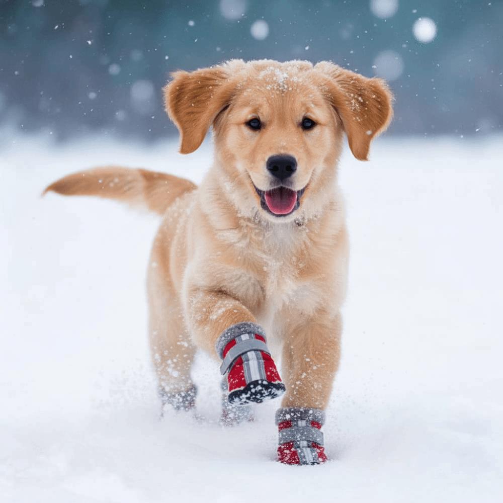 4pcs/set Warm Pet Snow Boots Thickened Anti-slip Dog Boots Wear Resistant Winter Dog Shoes Winter