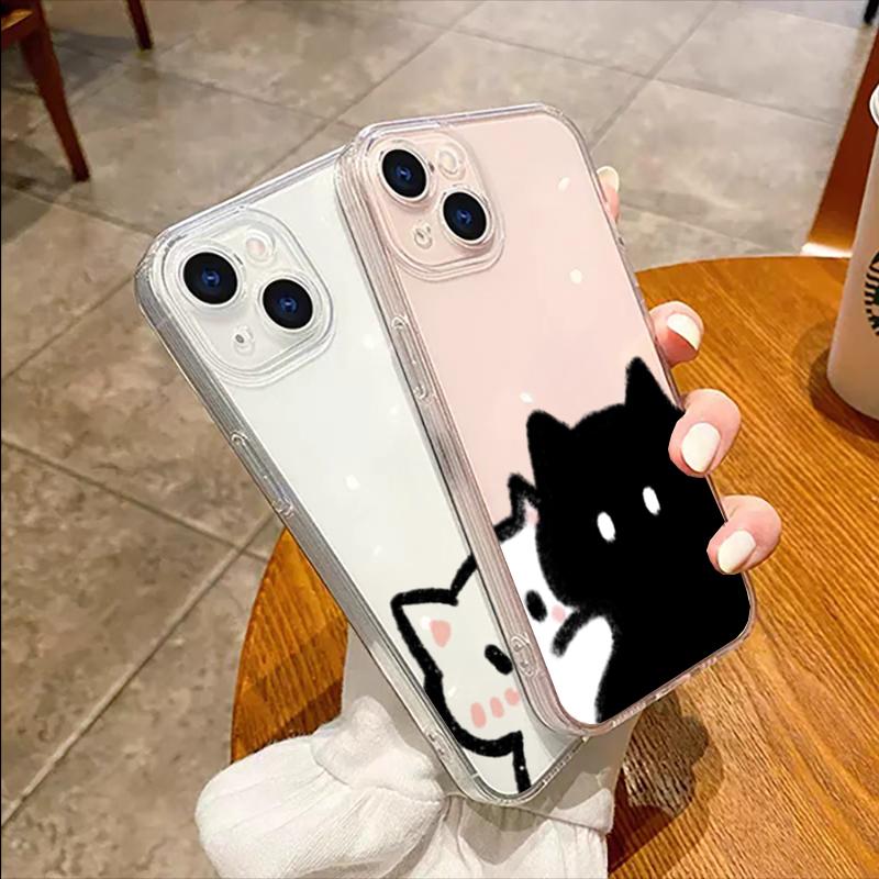 Забавный чехол с парой черных кошек для Redmi A5 A3 A2 A1 15C 14C 13C 13 12 12C 10C 9C 9A 10 9 Мягкий милый прозрачный силиконовый чехол