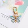 Fashion Exquisite Butterfly Keychain Crystal Butterfly Lobster Button Key Holder Accessories Handbag Pendant Party Decoration