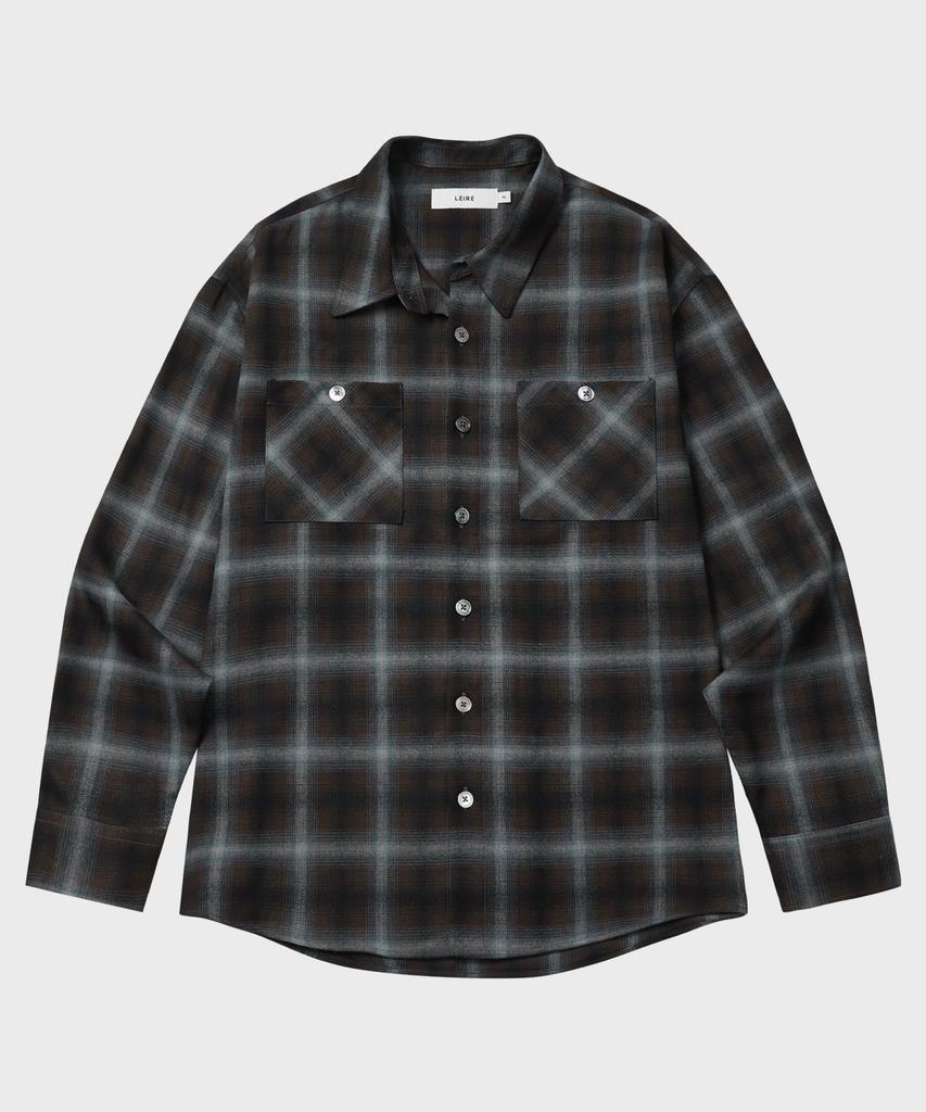 LEIRE Two-Pocket Ombre Check Shirt [Blue]