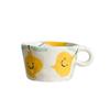300ml Cute Hand Pinched Ceramic Mugs Hand Drawn Flowers Coffee Cup Student Breakfast Milk Oatmeal Cup Gift Office Water Cups