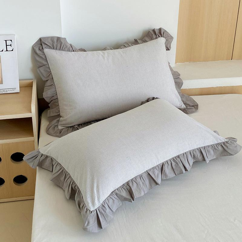 2pcs Fashion French Pillowcase (Without Pillow Core), Soft Breathable Solid Color Lace Pillow Covers, Pillow Protector For Bedroom Sofa Home Decor