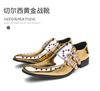 Spring and Autumn Gold Buckle Square Head Chelsea Boots Large Size Sleeve Couple Shoes Fashion Low Top Business Leather Shoes