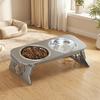 Foldable Raised Pet Feeder Removable Dog Double Bowl Cat Basin Elevated Cat Bowl  Dog Feeding