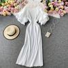 French Bellflower Fairy Mori Lotus Leaf Big Trumpet Sleeve Pleated Dress Mopping the Floor and Swinging Temperament Long Dress