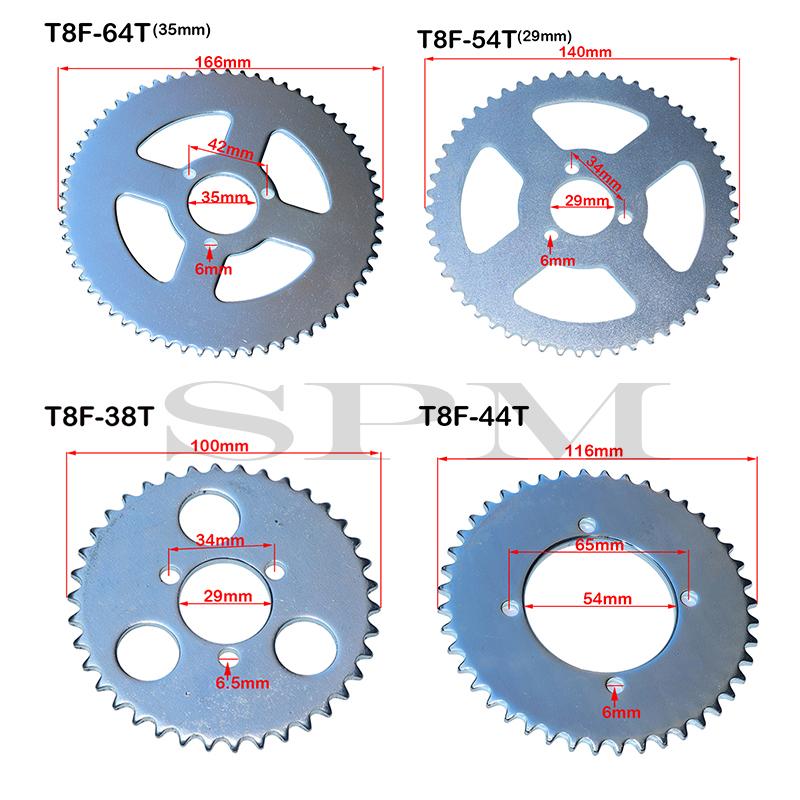 38 44 54 58 64 74 Tooth T8F 29MM 35MM 54MM Rear Sprocket for Mini Moto ATV Quad Dirt Pit Pocket Bike Cross 47cc 49cc Accessories