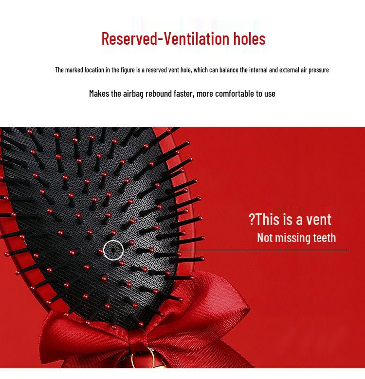 Приданое китайской невесты: Красный набор расчесок с воздушной подушкой - Пушистая воздушная подушка, Одна пара с подарочной коробкой для свадеб