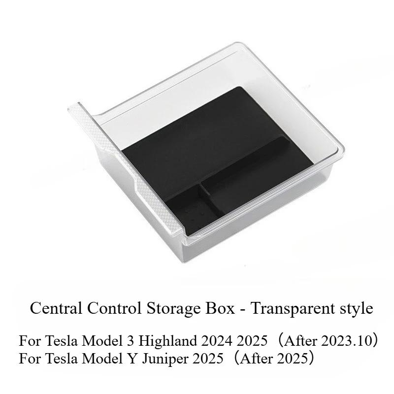 For Tesla Model Y Juniper 2025 Model 3 Highland Central Control Storage Box Armrest Box Storage Organizer Tray Car Accessories