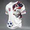 Men's England Lion Retro Soccer Jersey 3D Print Football Shirt Breathable Quick Dry Oversized Fan Edition Casual Sports T-Shirts