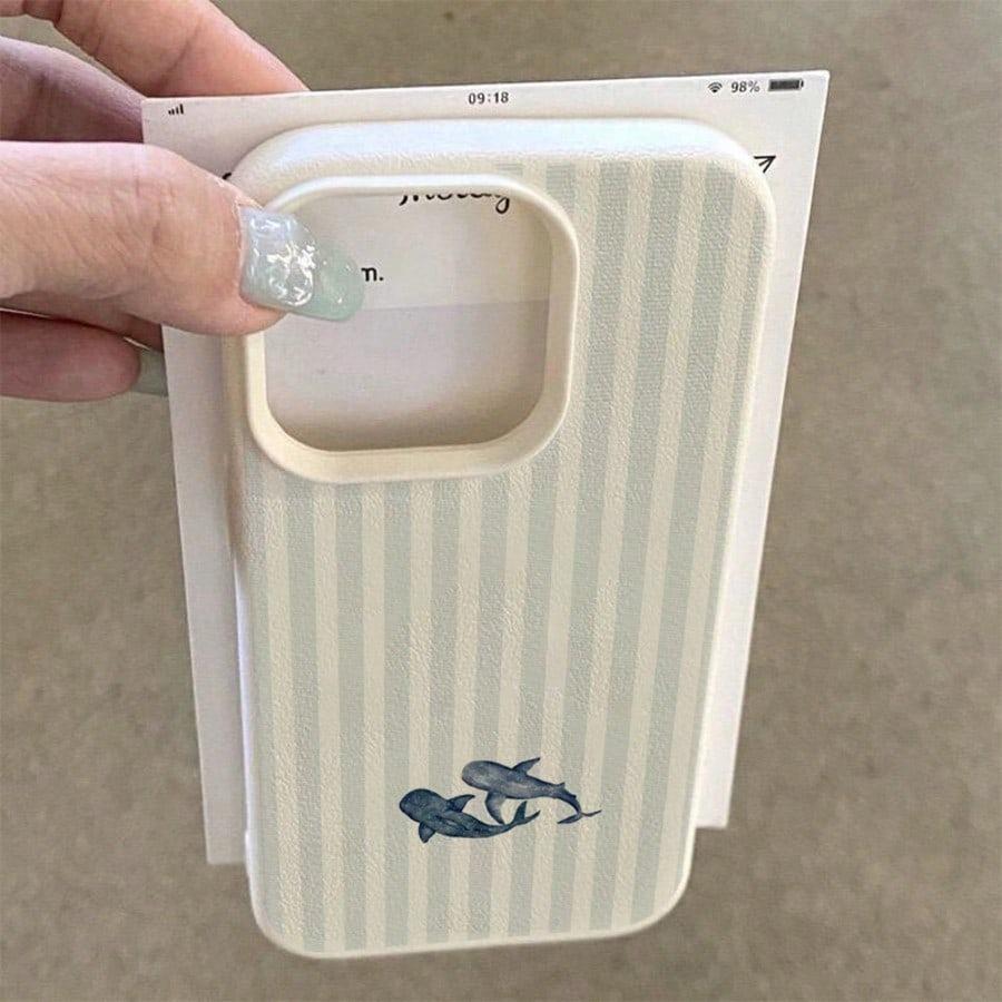Чехол для телефона Ocean Elements с рисунком кита и полосками, цветами, для iPhone 17 Air 16 15 14 13 12 11 Pro Max XS X XR 16 Plus 16E 17E