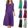 Женское темпераментное платье свободного кроя с круглым вырезом и рукавом три четверти