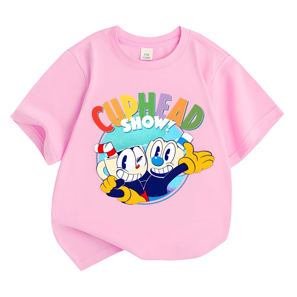 Летние детские футболки Cuphead 100% Хлопок для Мальчиков Девочек Топы Мультяшная Ведьма Волшебник Смешная Футболка Каваи Девочки Короткий Рукав