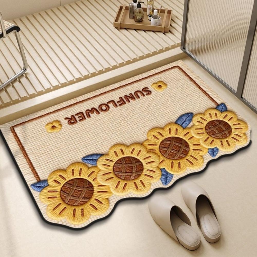 Roses/Sunflowers Bathroom Carpet Soft Bedroom Door Small Rug Durable Entrance Carpet Table Bedside