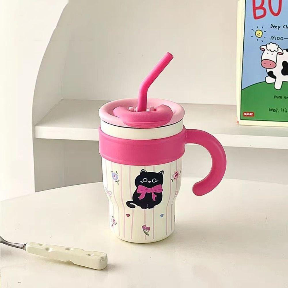 Stainless Steel Cat Thermos Cup Portable Coffee Mug Fashion Insulation Cup  Office