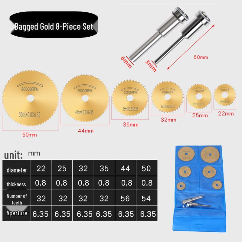High-Speed Steel Circular Saw Blade Set for Wood, Plastic & Metal - Miniature Size for Hand Drills & Electric Grinders