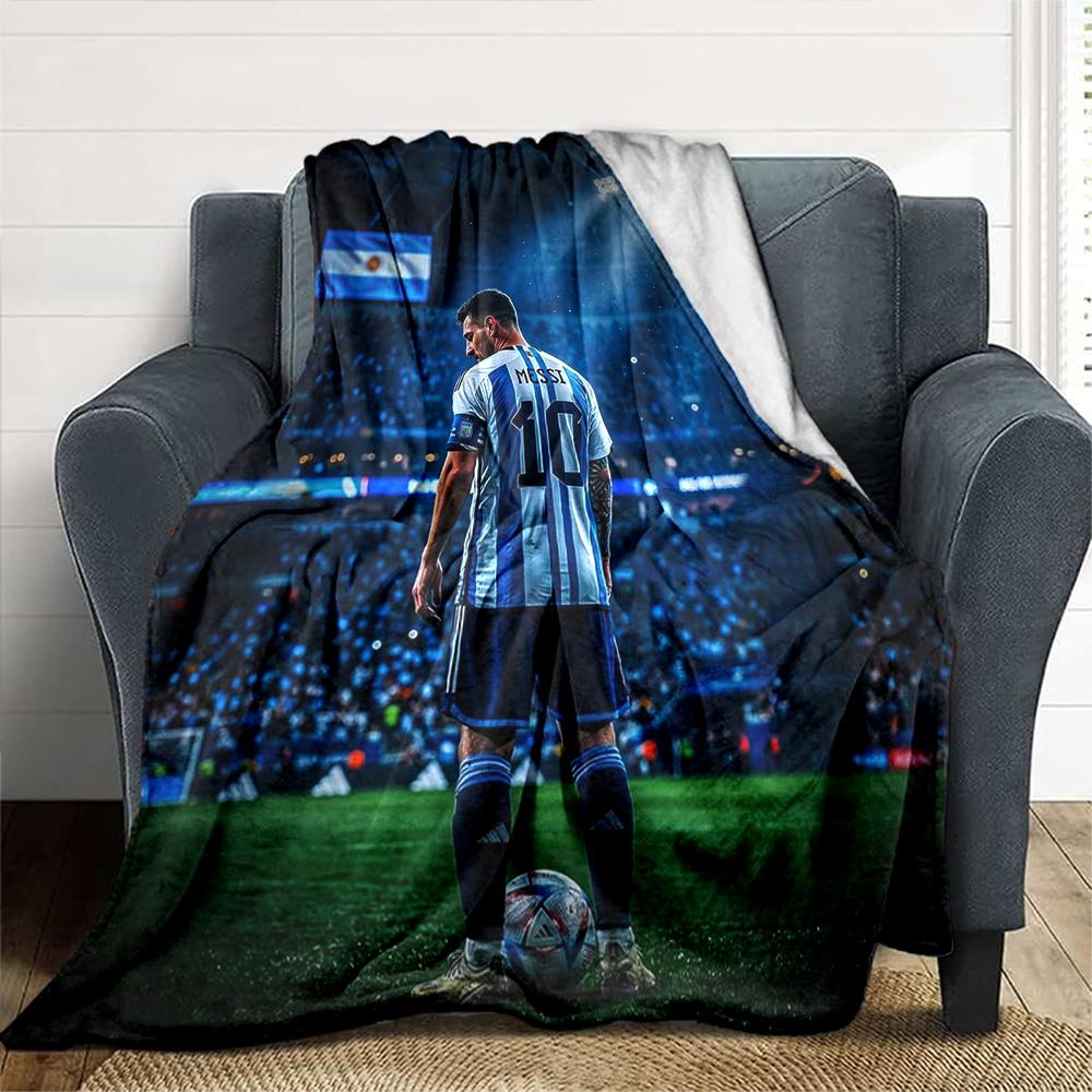 Football Messi Blanket Soft Warm Cozy Great for Couch Bed Bedding for All Occasions Digital Print Gifts For Family Or Friends